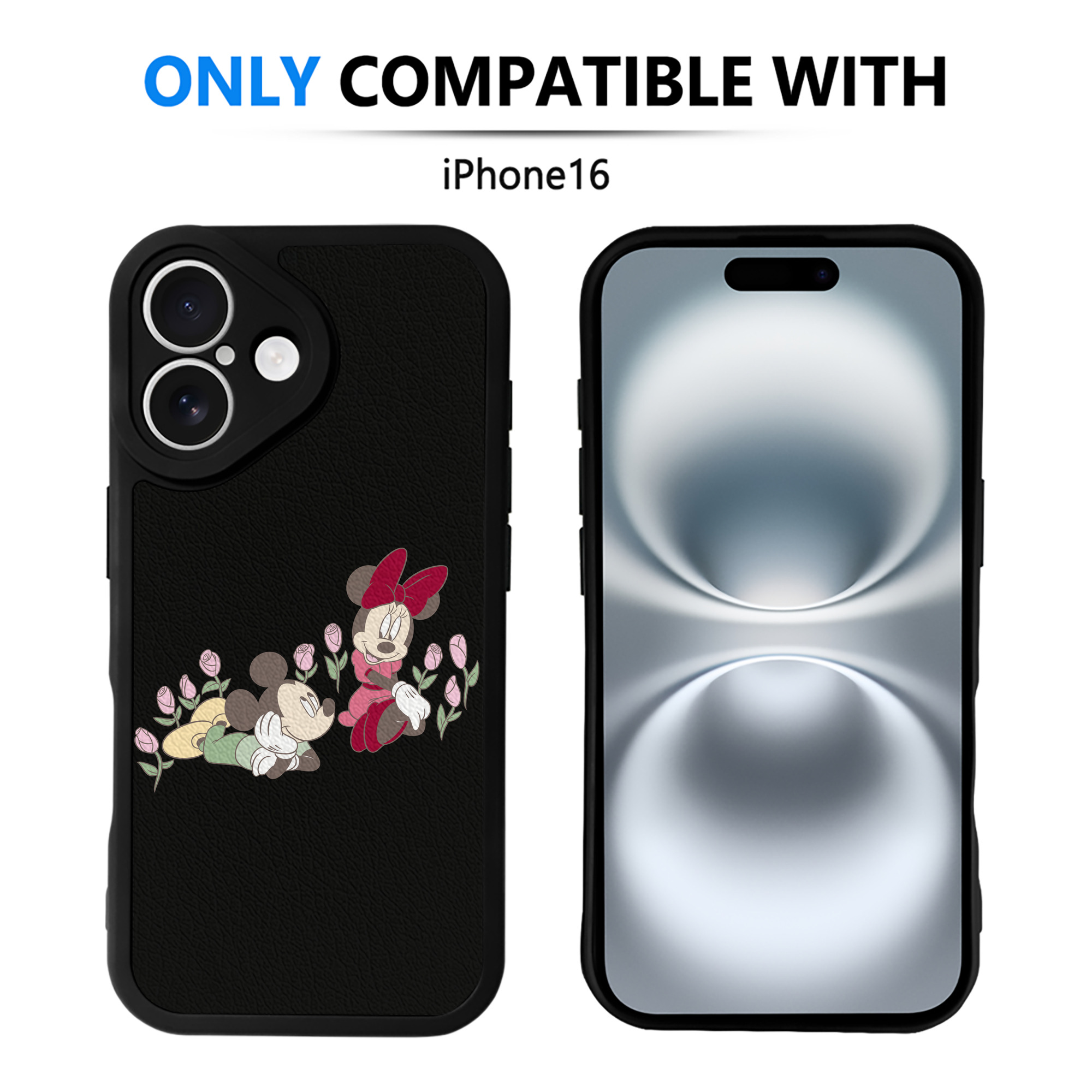 （画像用） ミッキーマウス Mickey Mouse 【iPhone 16シリーズ対応】シリコンスマホケース（レザー調） 材質：シリコン